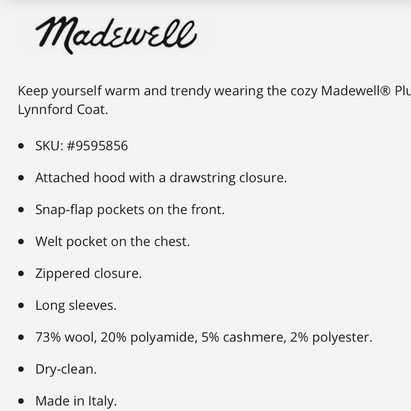 Madewell Lynnford Camel Color Coat in Insuluxe fabric Camel . Size 1X NWT - Picture 8 of 11